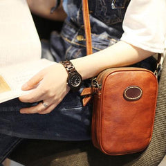 Leather Zip Shoulder Bag Small Square Crossbody Bag - Annie Jewel