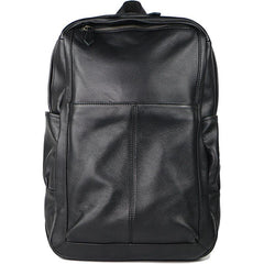 Black Cool Leather Mens School Backpack College Backpack 15