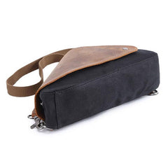 Mens Waxed Canvas Leather Triangular Side Messenger Bag Canvas Courier Bags for Men