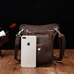 Cool Leather Small Side Bag Messenger Bag Waist Bag Small Shoulder Bag For Men