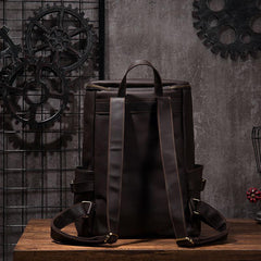 Cool Coffee Mens Leather Hiking Backpack Travel Backpack Leather Backpack for Men