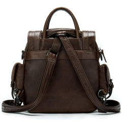 Vintage Mens Leather Small Backpack Handbag Briefcase Shoulder Bag for Men