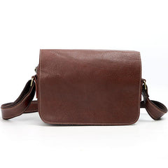 Cool Black Leather Mens Small Courier Bags Black Messenger Bags Brown Postman Bags For Men