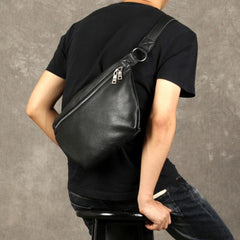 Cool Leather Mens Chest Bag Sling Bag Sling Crossbody Bag for men
