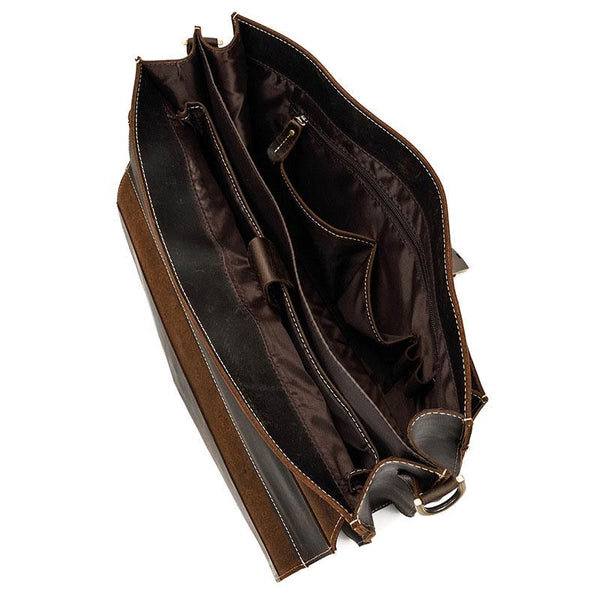 Leather Mens Briefcase Business Briefcase Vintage Shoulder Bags Handbags for men FY04592015