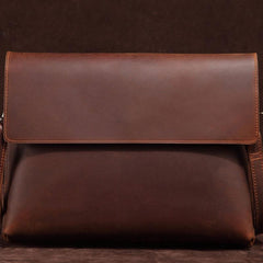 Cool Vintage Dark Brown Leather Mens Courier Bags Small Side Bags Messenger Bag For Men