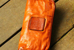 Genuine Leather Wallet Bifold Handmade Zip Long Wallet Purse Clutch For Mens - EverHandmade