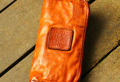 Genuine Leather Wallet Bifold Handmade Zip Long Wallet Purse Clutch For Mens