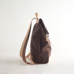 Handmade Womens Canvas Leather Backpack Hiking Backpack Travel Backpack for Women