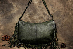 Genuine Handmade Tassels Vintage Leather Crossbody Bag Shoulder Bag Women Leather Purse