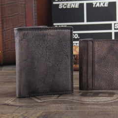Handmade Genuine Leather Mens Cool Billfold Leather Wallet Men billfold Wallets Bifold for Men
