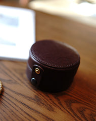 Cute Women Leather Round Coin Wallet Box Small Portable Jewelry Storage Box For Women