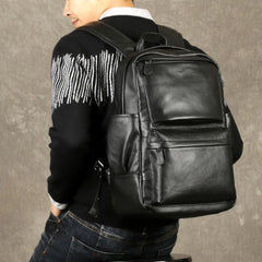 Cool Leather Mens Backpack Large Black Travel Backpack Hiking Backpacks for men