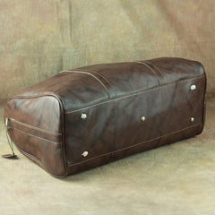 Cool Coffee Brown Leather Mens Large Travel Bag Overnight Bag Weekender Bags For Men