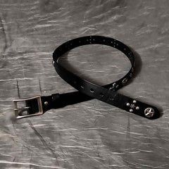 Cool Black Punk Leather Star Metal Rock Belt Motorcycle Belt Leather Belt For Men