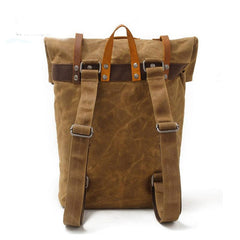Cool Waxed Canvas Leather Mens Backpacks Canvas Travel Backpack Canvas School Backpack for Men