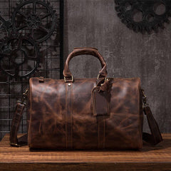 Cool Leather Mens Overnight Bag Weekender Bag Vintage Travel Bags Duffle Bag for Men
