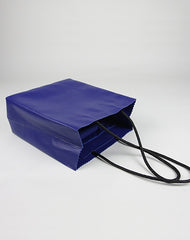 Cute Womens Small Blue Leather Shoulder Tote Bag Small Best Tote Shopper Bag Purse for Ladies