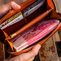 Handmade Leather Mens Tibetan Chain Biker Wallets Cool Leather Wallet Long Clutch Wallets for Men