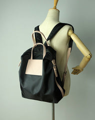 Womens Light Gray&Yellow Nylon Backpack Purse Best Satchel Backpack Nylon Leather School Rucksack for Ladies