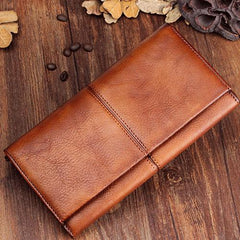 Vintage Cool Leather Mens Long Wallet Bifold Long Wallet for Men