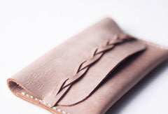 Handmade leather braided personalized custom billfold coin change wallet card wallet for women