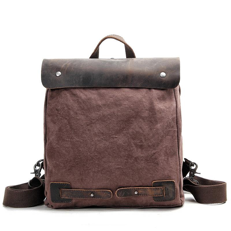Cool Canvas Leather Mens Womens White Small College Computer Backpack Green Travel Backpack for Men