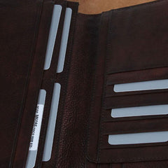Genuine Leather Mens Cool Long Leather Wallet Zipper Clutch Wristlet Wallet for Men
