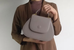 Gray Leather Handbag Purse Shoulder Bag for Women Leather Crossbody Bag - EverHandmade
