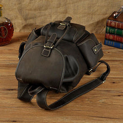 Cool Leather Mens Backpack Vintage Travel Backpack School Backpack for men