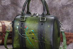 Genuine Leather Handbag Vintage Boston Bag Shoulder Bag Crossbody Bag Purse For Women