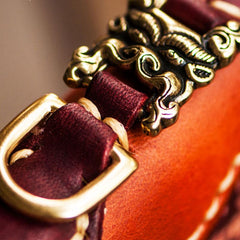 Handmade Leather Mens Tibetan Chain Biker Wallet Cool Leather Clutch Wallet Long Wallets for Men