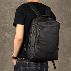 Cool Leather Mens Backpack Large Black Travel Backpack Hiking Backpack for men