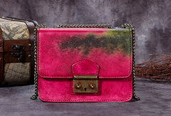 Genuine Leather Handbag Vintage Cube Crossbody Bag Shoulder Bag Clutch Purse For Women