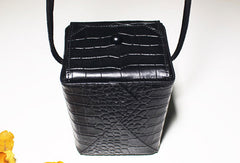 Genuine Leather Cube bag shoulder bag black for women leather crossbody bag