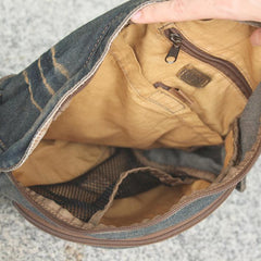 inside of Jean Denim Mens Large Sling Bag 