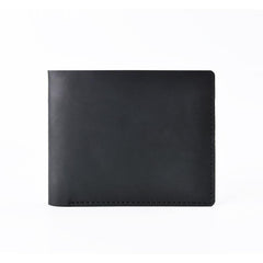 Vintage Brown Leather Men's Small Bifold Wallet Black Slim billfold Wallet For Men