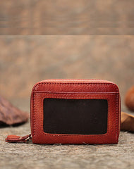 Leather Zipper Card Wallets Cute Small Women Double Zip Card Wallet For Ladies