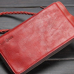 Handmade Mens Cool Long Leather Chain Wallet Cards Biker Trucker Wristlet Wallet