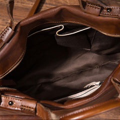 Cool Leather Mens Briefcase 14inch Laptop Bag Work Handbag Shoulder Bag Business Bag for Men