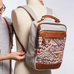 Vintage Canvas Gray Mens Backpack Canvas Travel Bag Canvas School Bag for Men