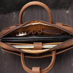 Vintage Leather Mens Briefcase Bag Work Bag Business Bag 15inch Computer Bag For Men