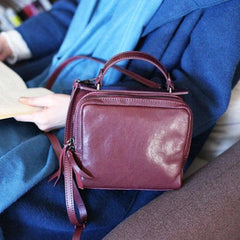 Best Leather Zip Women's Small Square Crossbody Bag Purse - Annie Jewel