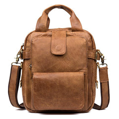 Cool Brown Leather 12 inches Vertical Courier Bags Messenger Bags Camel Postman Bags for Men
