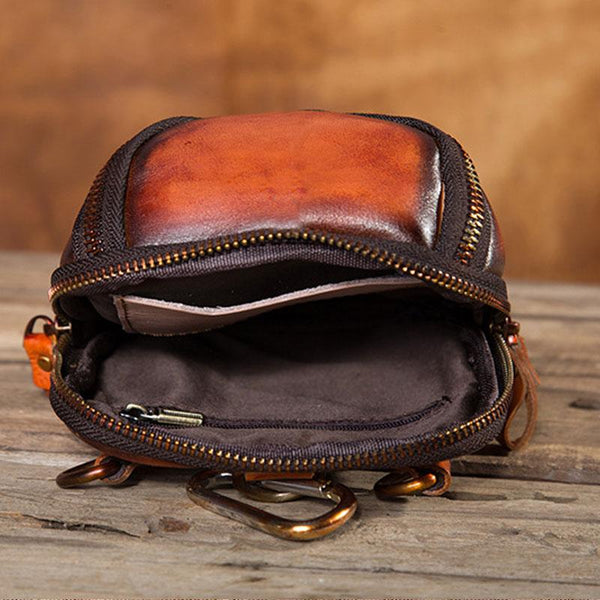 Cool Leather Tan Belt Waist Bag Belt Pouch for Men Mini Shoulder Bag For Men FY01392052