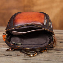 Cool Leather Tan Belt Waist Bag Belt Pouch for Men Mini Shoulder Bag For Men