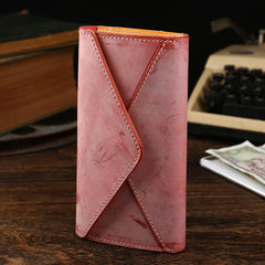 Handmade Leather Mens Gray Envelope Long Wallet Blue Long Wallet Clutch Bag For Men