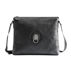 Black Cool Leather Mens 10 inches Vertical Courier Bag Postman Bag Black Cross Messenger Bags Side Bag for Men