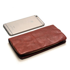 Vintage LEATHER Mens Long Wallet Cool Zipper Long Wallet FOR Men
