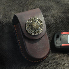 Cool Handmade Brown Leather Mens Car Key Case Car Key Holder with Belt Loop For Men